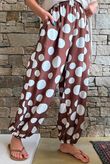 Basso Big Dot Balloon Cuff Pant Chocolate & White